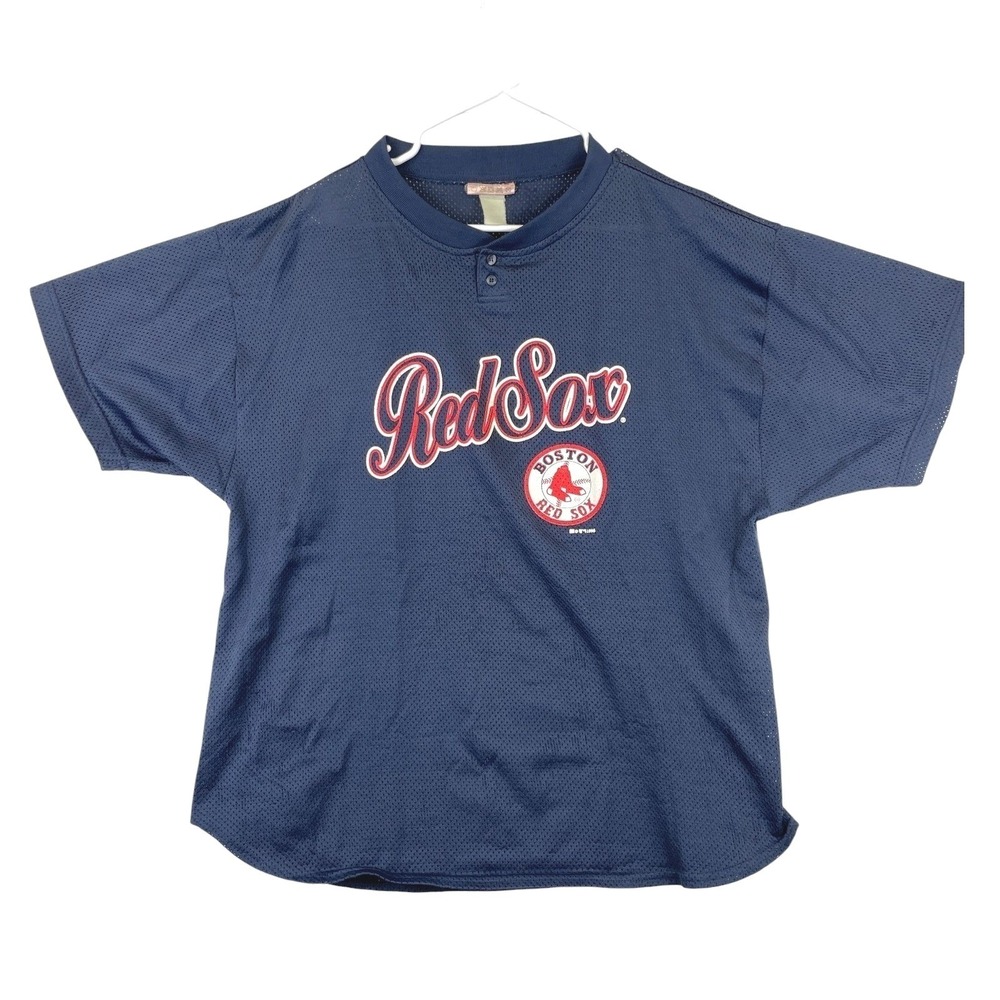 Chalk Line Boston Red Sox MLB Mesh Henley Jersey Shirt Mens 2XL Navy Vintage